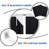 NICETOWN White Blackout Curtain Liners for Window – Noise Reducing Light Blocking Liner for 84 inch Curtains (Set of 2, Each is 27″ x 80″, Hooks Included, Greyish White)(Black)
