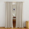 NICETOWN White Linen Sheer Curtains and Drapes 84 inches Long, Rod Pocket & Back Tab semitransparent with Light Through Vertical Window Treatments for Sliding Glass Door & Living Room, 52″W, Set of 2(Linen Light Taupe)