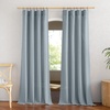 NICETOWN White Linen Sheer Curtains and Drapes 84 inches Long, Rod Pocket & Back Tab semitransparent with Light Through Vertical Window Treatments for Sliding Glass Door & Living Room, 52″W, Set of 2(Linen Mist Blue)