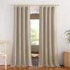 NICETOWN White Linen Sheer Curtains and Drapes 84 inches Long, Rod Pocket & Back Tab semitransparent with Light Through Vertical Window Treatments for Sliding Glass Door & Living Room, 52″W, Set of 2(Linen Taupe)