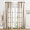 NICETOWN White Linen Sheer Curtains and Drapes 84 inches Long, Rod Pocket & Back Tab semitransparent with Light Through Vertical Window Treatments for Sliding Glass Door & Living Room, 52″W, Set of 2(Taupe)
