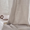 NICETOWN White Linen Sheer Curtains and Drapes 84 inches Long, Rod Pocket & Back Tab semitransparent with Light Through Vertical Window Treatments for Sliding Glass Door & Living Room, 52″W, Set of 2(Birch)