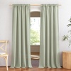 NICETOWN White Linen Sheer Curtains and Drapes 84 inches Long, Rod Pocket & Back Tab semitransparent with Light Through Vertical Window Treatments for Sliding Glass Door & Living Room, 52″W, Set of 2(Linen Sage Green)