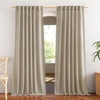NICETOWN White Linen Sheer Curtains and Drapes 84 inches Long, Rod Pocket & Back Tab semitransparent with Light Through Vertical Window Treatments for Sliding Glass Door & Living Room, 52″W, Set of 2(Linen Taupe)