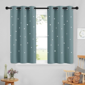 NICETOWN Blue Hollow Star Blackout Kids Curtain, 1 Panel, W52 x L63(Greyish Blue)