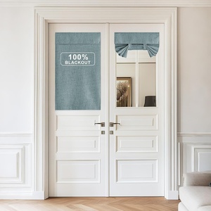 NICETOWN Grey Blackout French Door Curtain Thermal Insulated Window Cover(Skylark Blue)