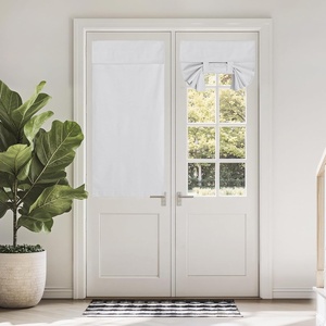 NICETOWN Grey Blackout French Door Curtain Thermal Insulated Window Cover(White)