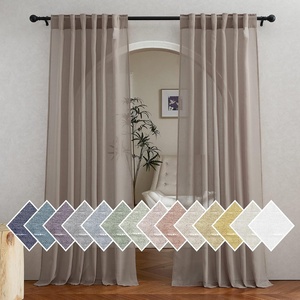 NICETOWN Sheer Linen Curtains 96 Inch Length for Bedroom Living Room 2 Panels, Ivory Rod Pocket & Back Tab Semi Sheer Drapes Privacy Semitransparent Farmhouse Window Treatment, W52 x L96(Burlap)