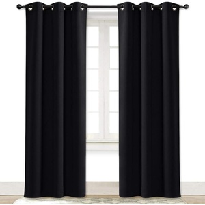 NICETOWN Soundproof Thermal Insulated Blackout Curtain Thermal Insulated Solid Grommet Room Darkening Drape for Dining Room (Single Panel, 42 inches by 84 inch, Black)