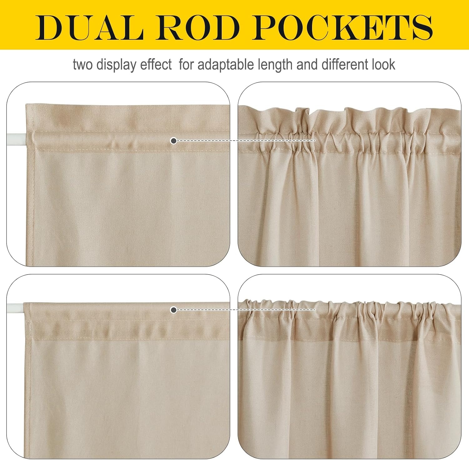 image:imageNICETOWN Linen Textured Door Curtain White Sidelight Panel CurtainAngora