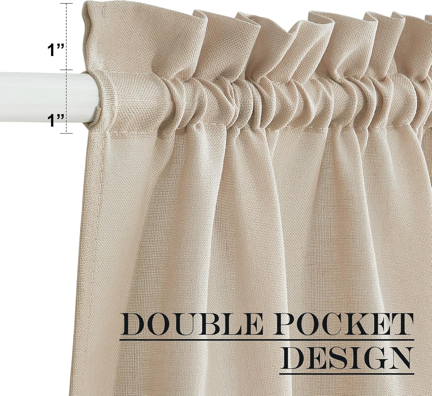 image:imageNICETOWN Linen Textured Door Curtain White Sidelight Panel CurtainAngora