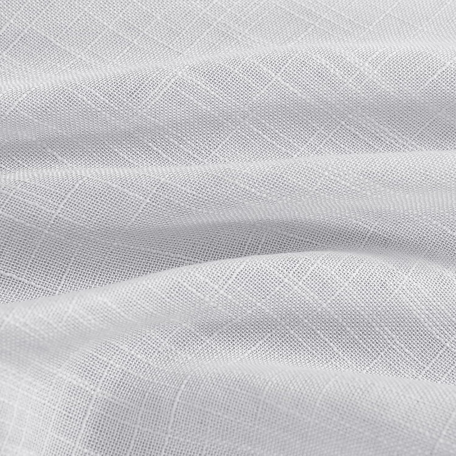image:imageNICETOWN Linen Textured Door Curtain White Sidelight Panel CurtainLight Grey