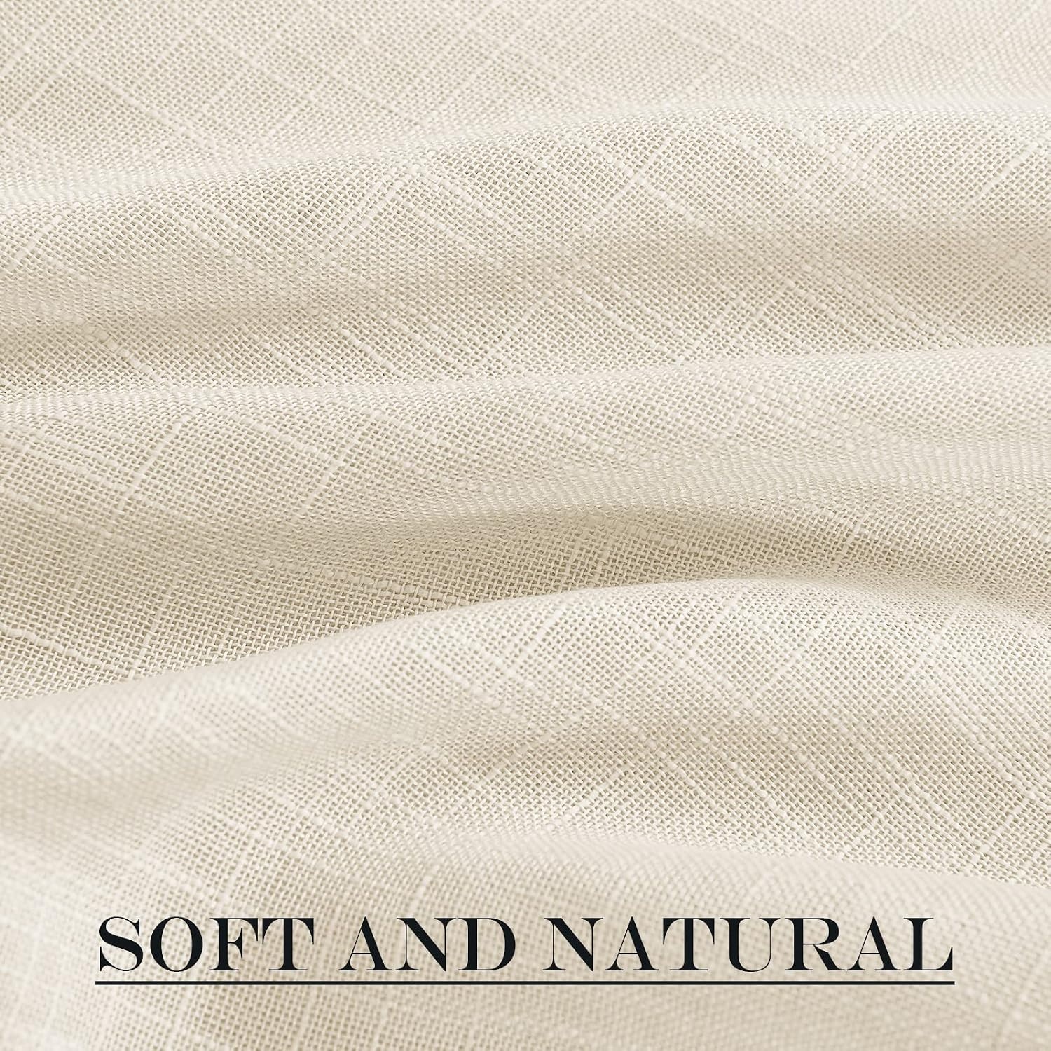 image:imageNICETOWN Linen Textured Door Curtain White Sidelight Panel CurtainLight Grey
