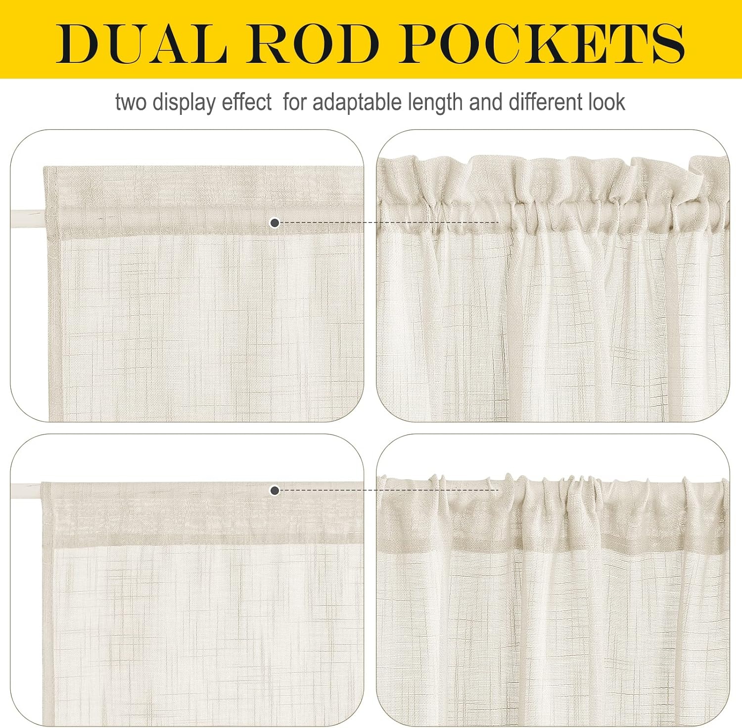 image:imageNICETOWN Linen Textured Door Curtain White Sidelight Panel CurtainLight Grey