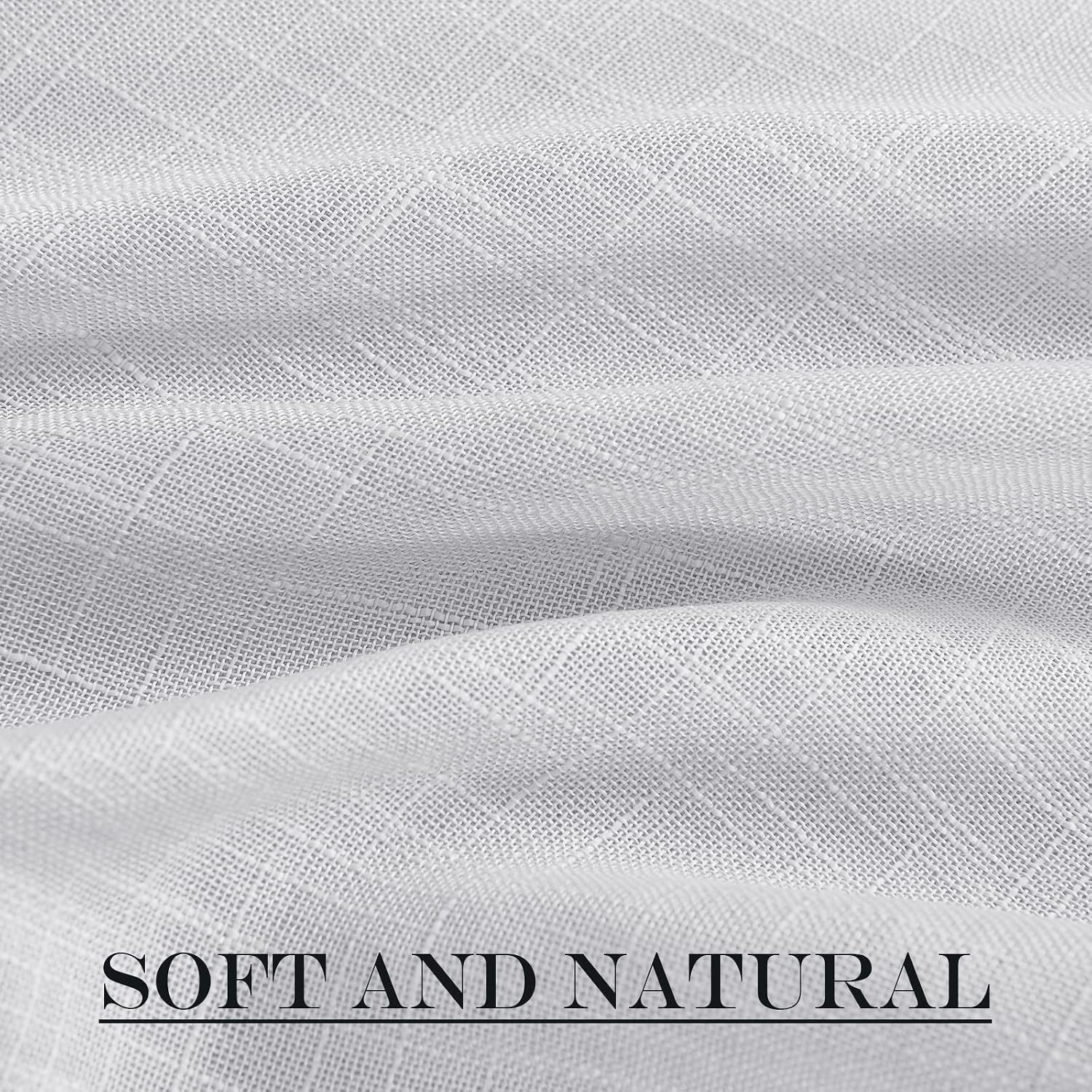 image:imageNICETOWN Linen Textured Door Curtain White Sidelight Panel CurtainLight Grey