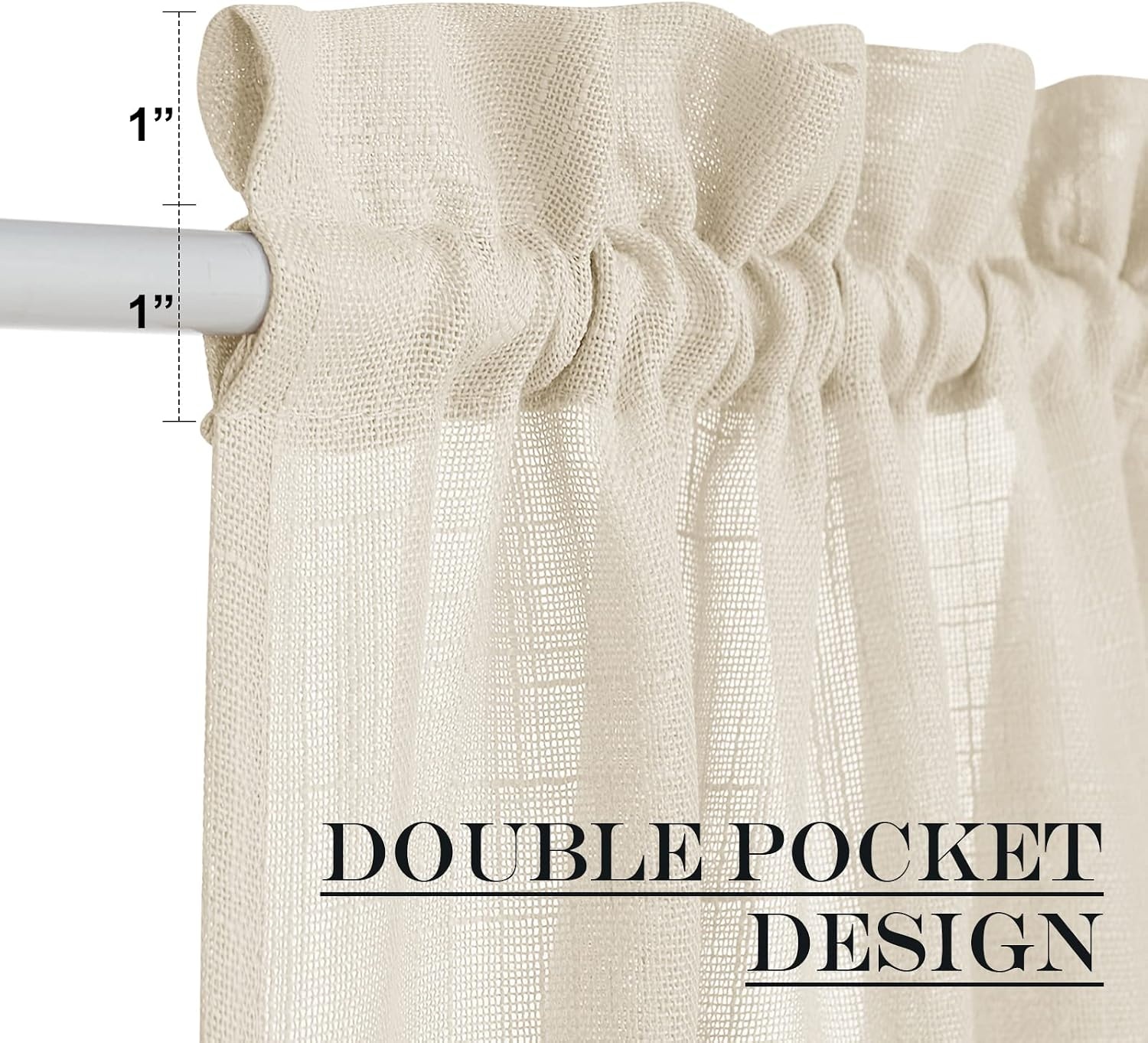 image:imageNICETOWN Linen Textured Door Curtain White Sidelight Panel CurtainLight Grey
