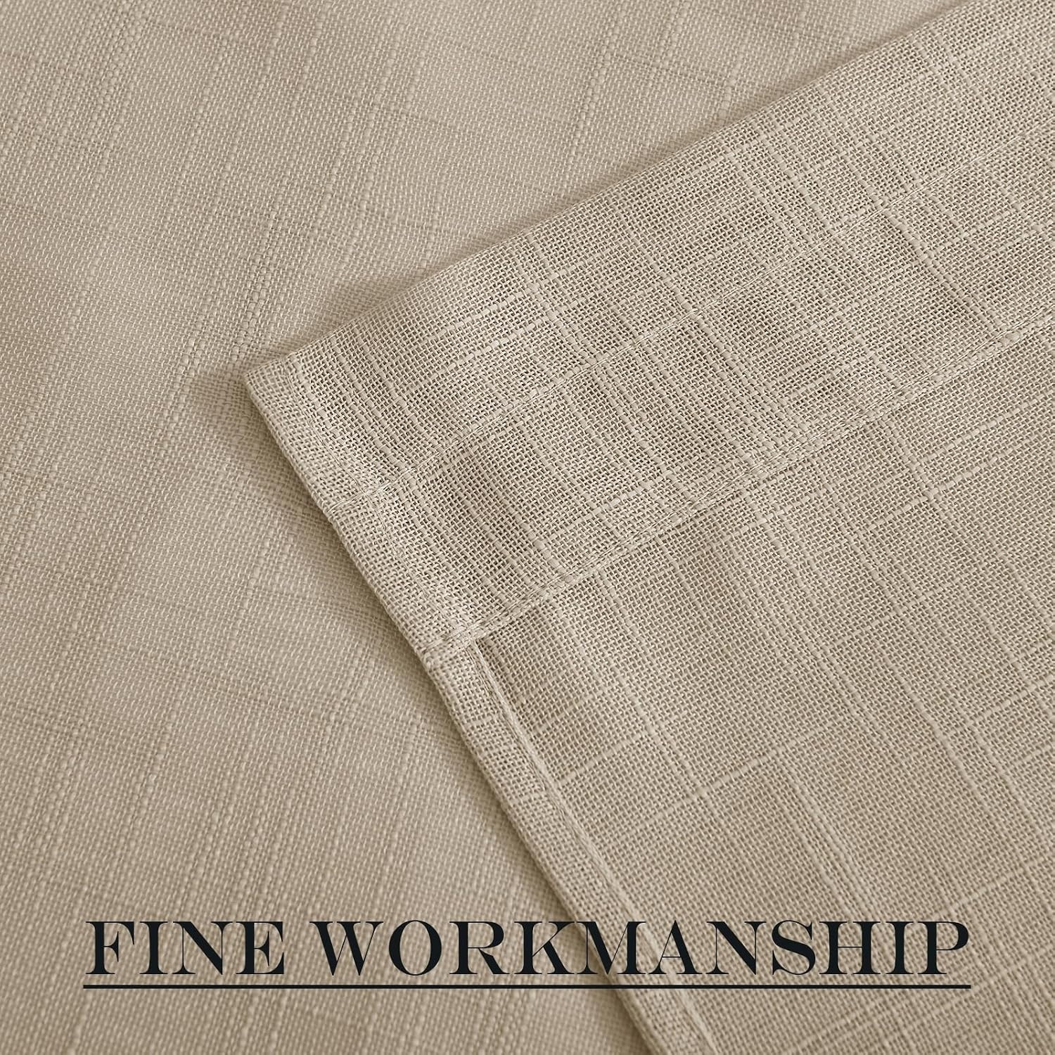 image:imageNICETOWN Linen Textured Door Curtain White Sidelight Panel CurtainTaupe