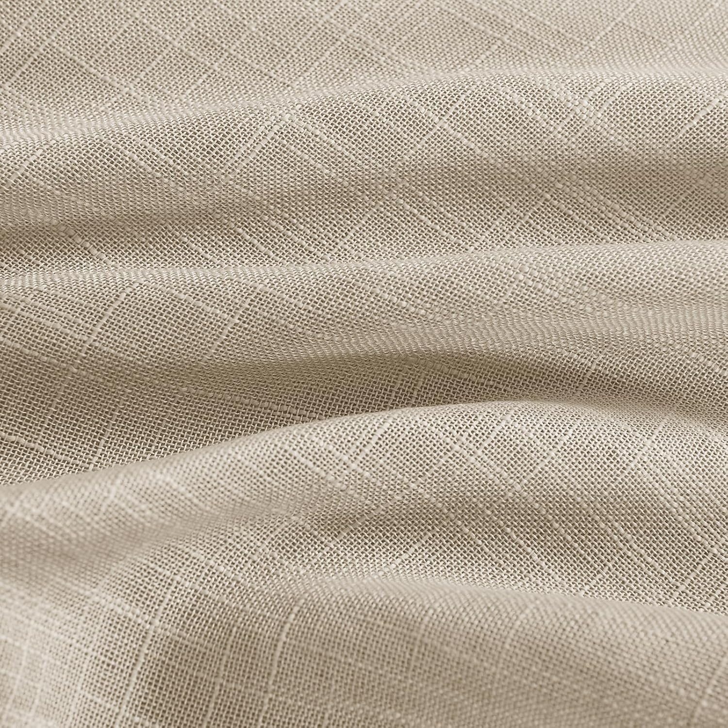 image:imageNICETOWN Linen Textured Door Curtain White Sidelight Panel CurtainTaupe