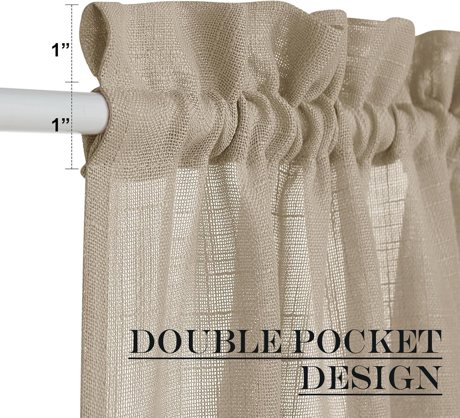 image:imageNICETOWN Linen Textured Door Curtain White Sidelight Panel CurtainTaupe