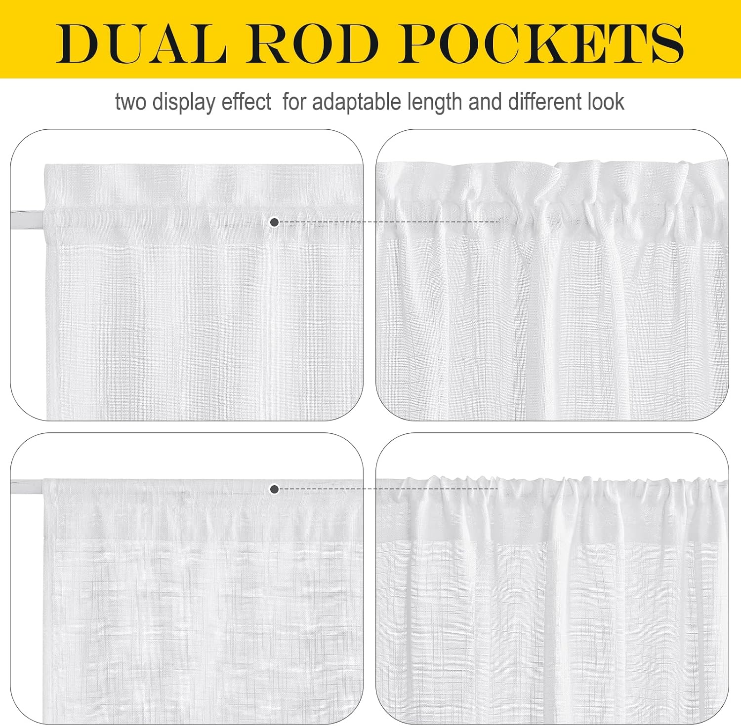 image:imageNICETOWN Linen Textured Door Curtain White Sidelight Panel CurtainWhite