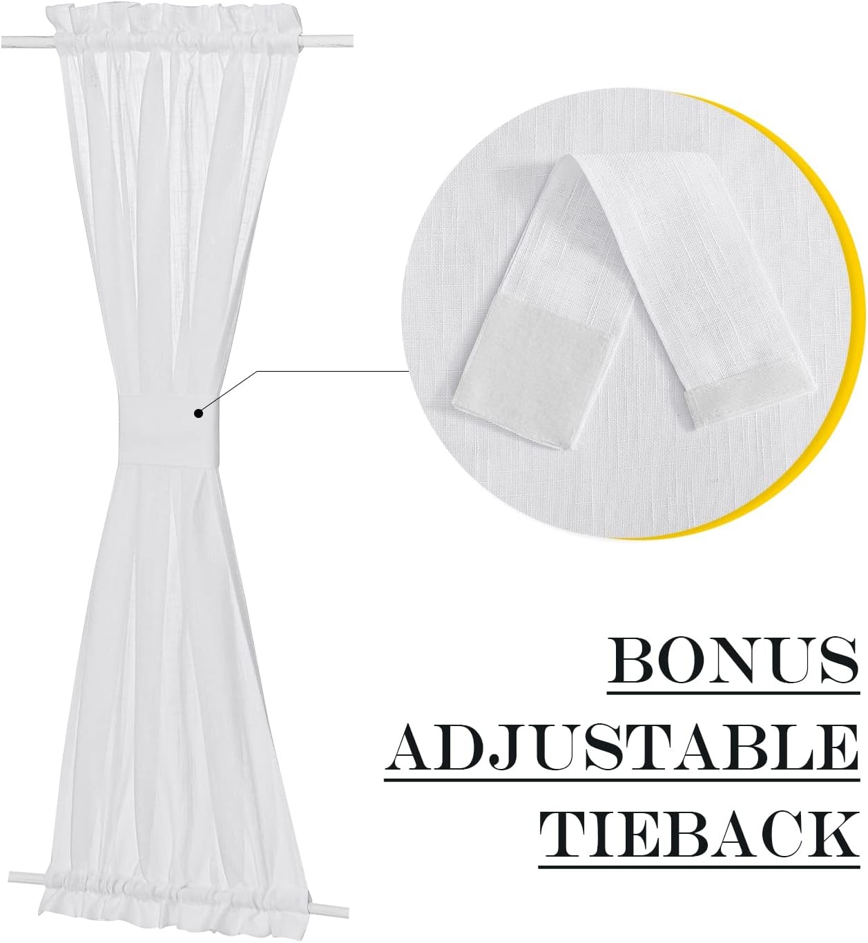 image:imageNICETOWN Linen Textured Door Curtain White Sidelight Panel CurtainWhite
