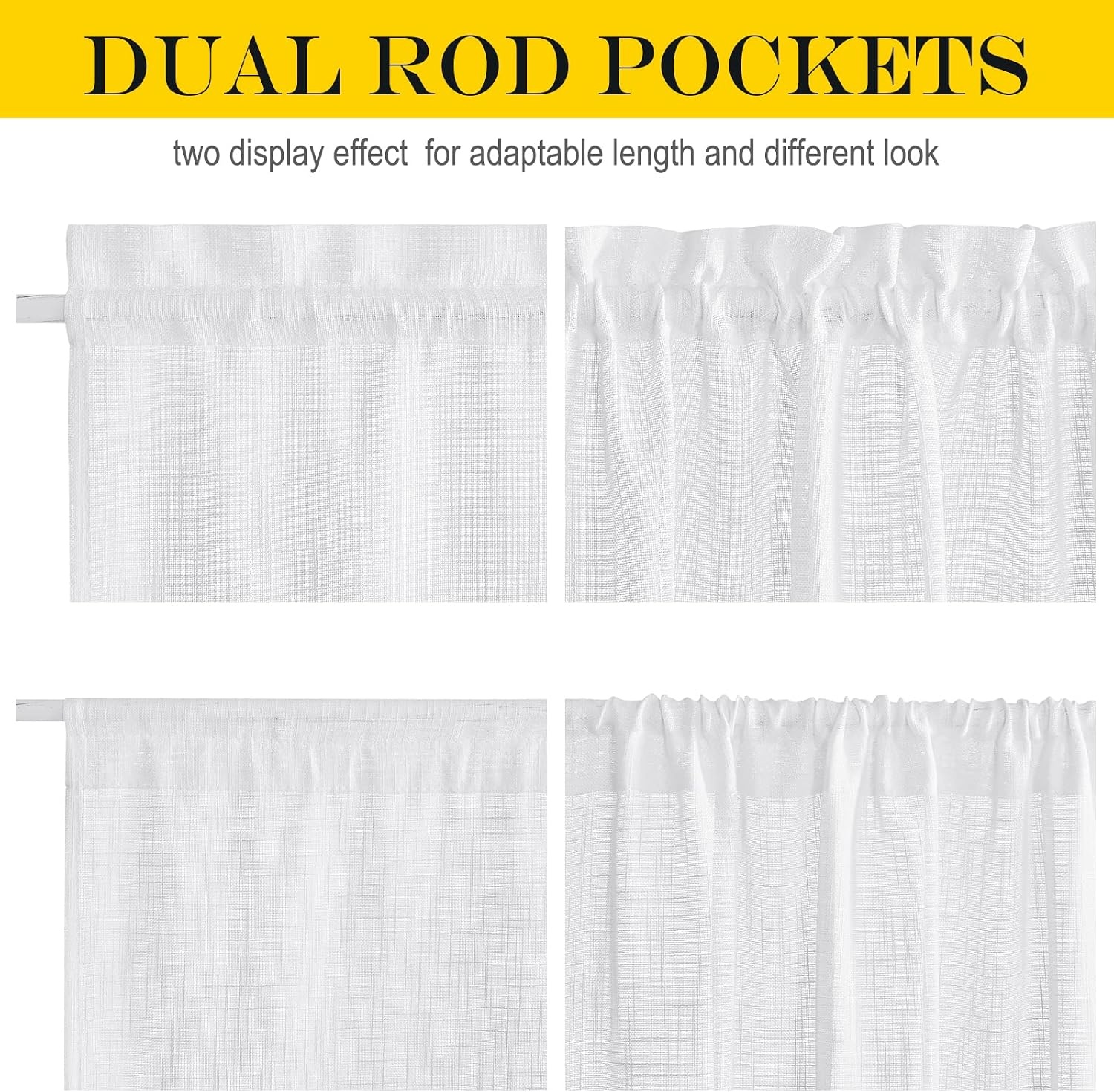 image:imageNICETOWN Linen Textured Door Curtain White Sidelight Panel CurtainWhite