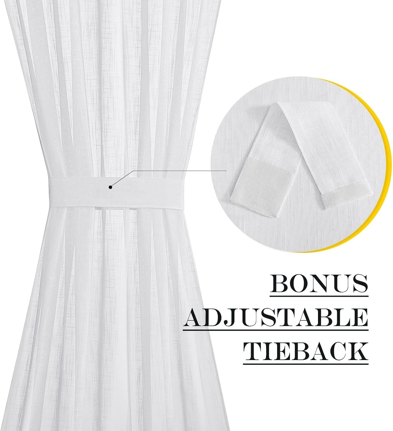 image:imageNICETOWN Linen Textured Door Curtain White Sidelight Panel CurtainWhite