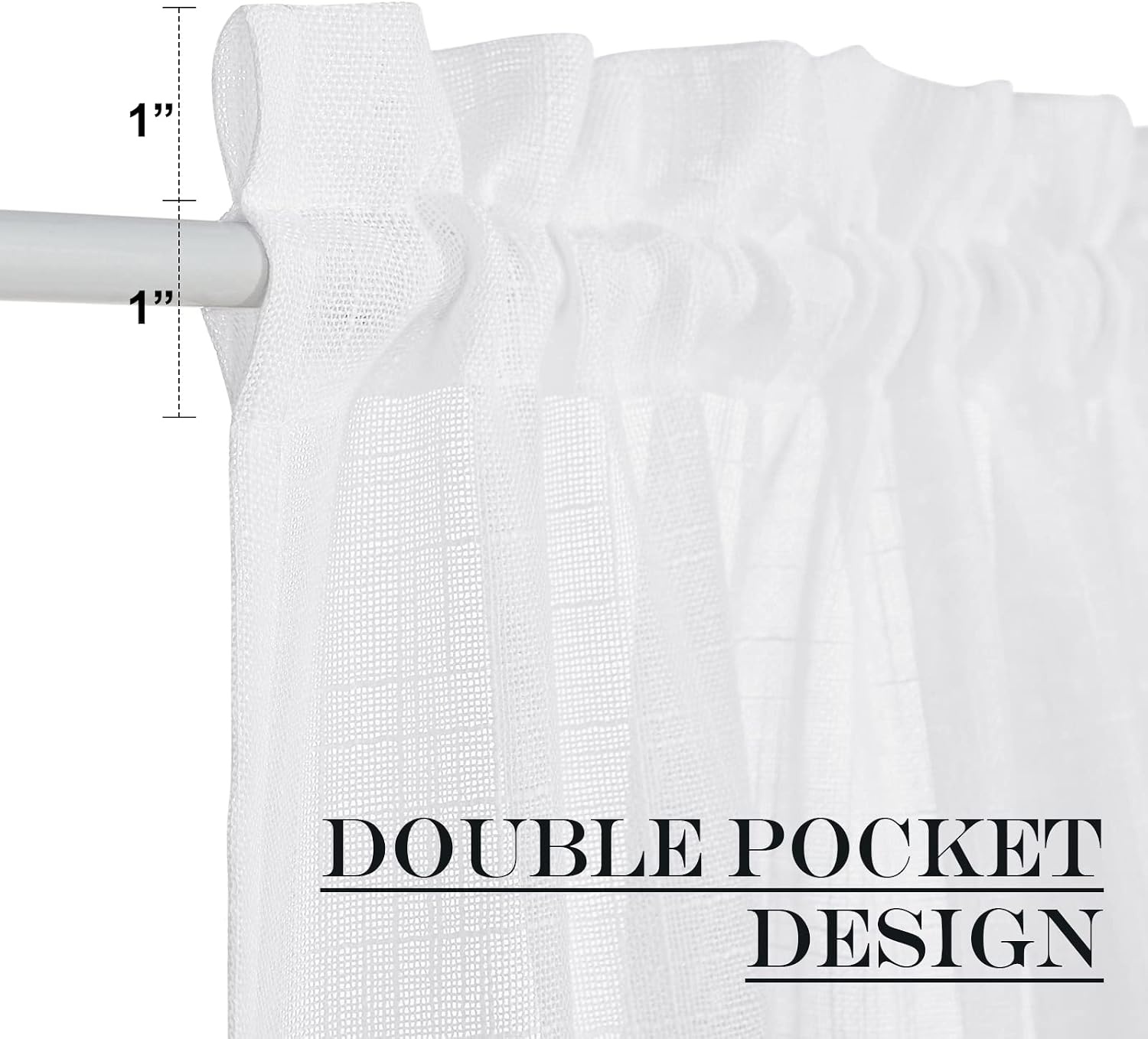 image:imageNICETOWN Linen Textured Door Curtain White Sidelight Panel CurtainWhite
