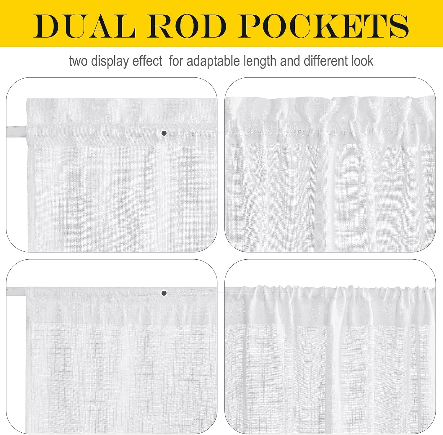 image:imageNICETOWN Linen Textured Door Curtain White Sidelight Panel CurtainWhite