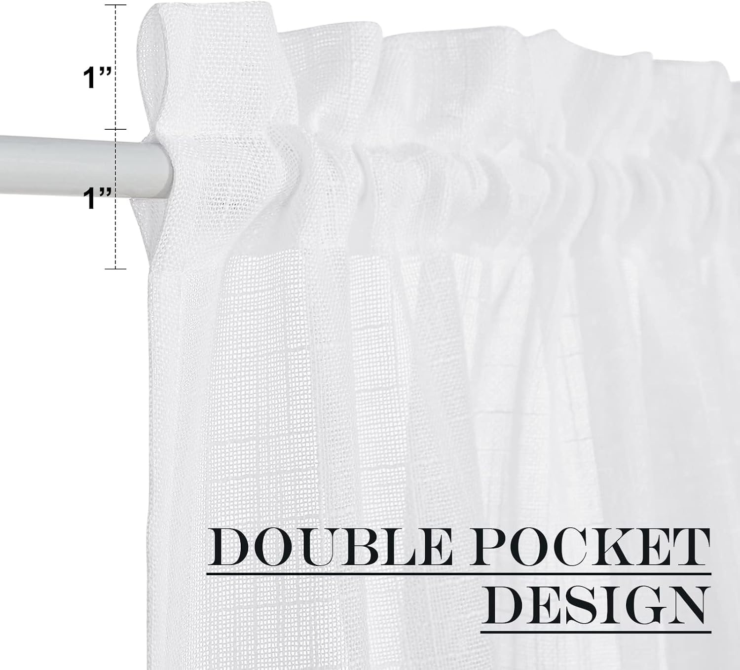 image:imageNICETOWN Linen Textured Door Curtain White Sidelight Panel CurtainWhite