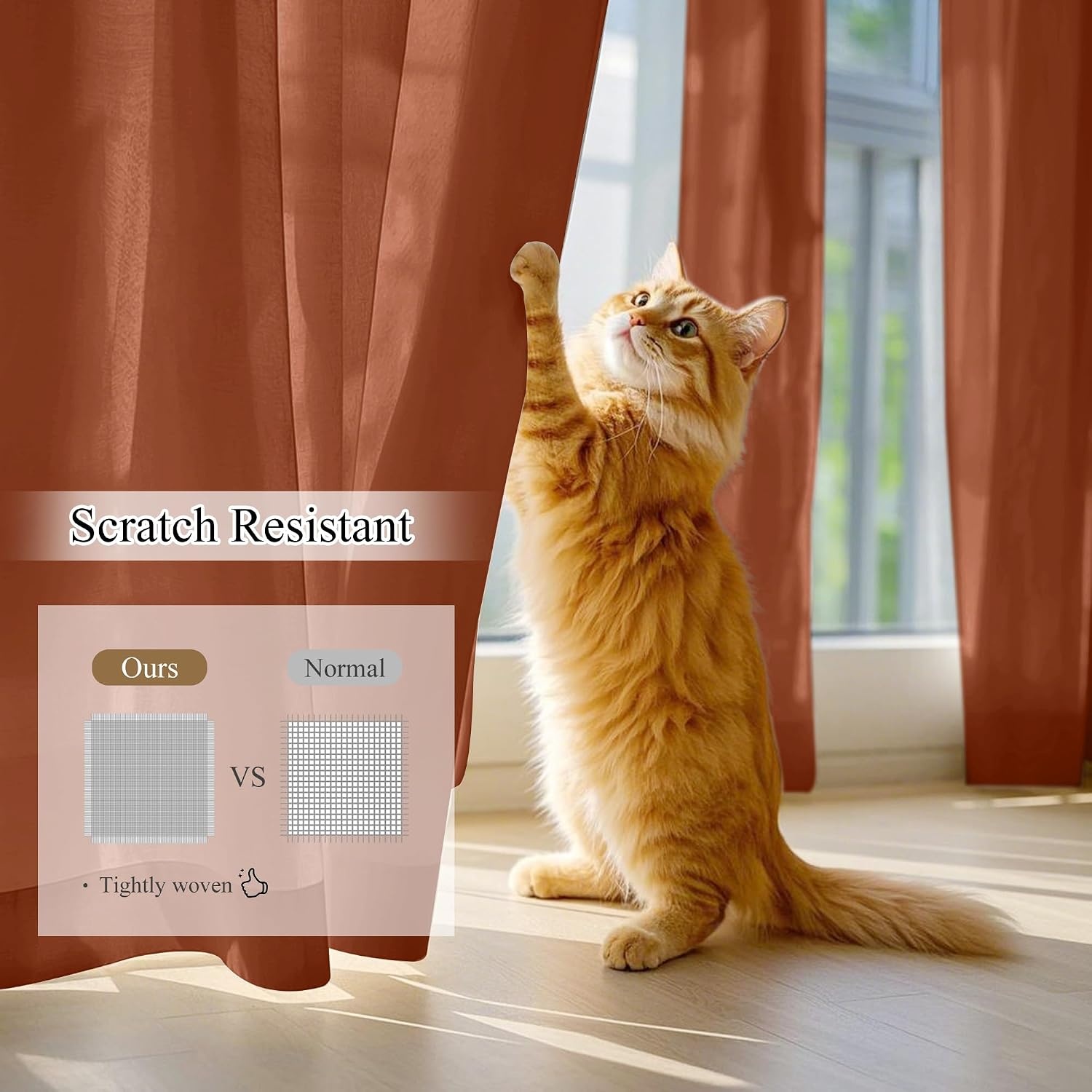 image:imageNICETOWN NonSeeThrough Sheer Curtains 84 Inches Long 2 Panels Semi SheerBurnt Orange