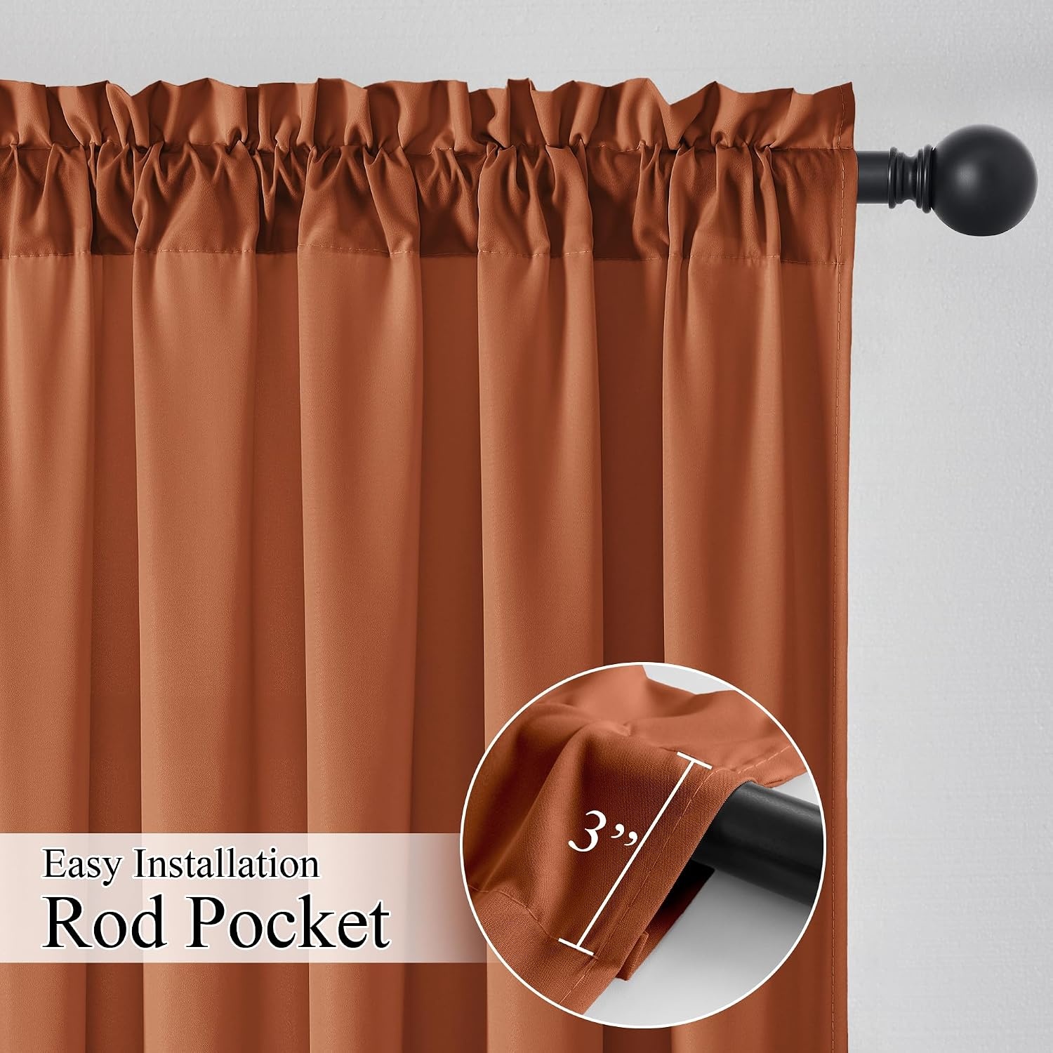 image:imageNICETOWN NonSeeThrough Sheer Curtains 84 Inches Long 2 Panels Semi SheerBurnt Orange