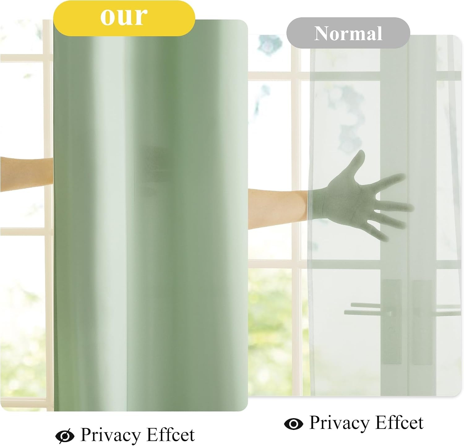 image:imageNICETOWN NonSeeThrough Sheer Curtains 84 Inches Long 2 Panels Semi SheerSage Green