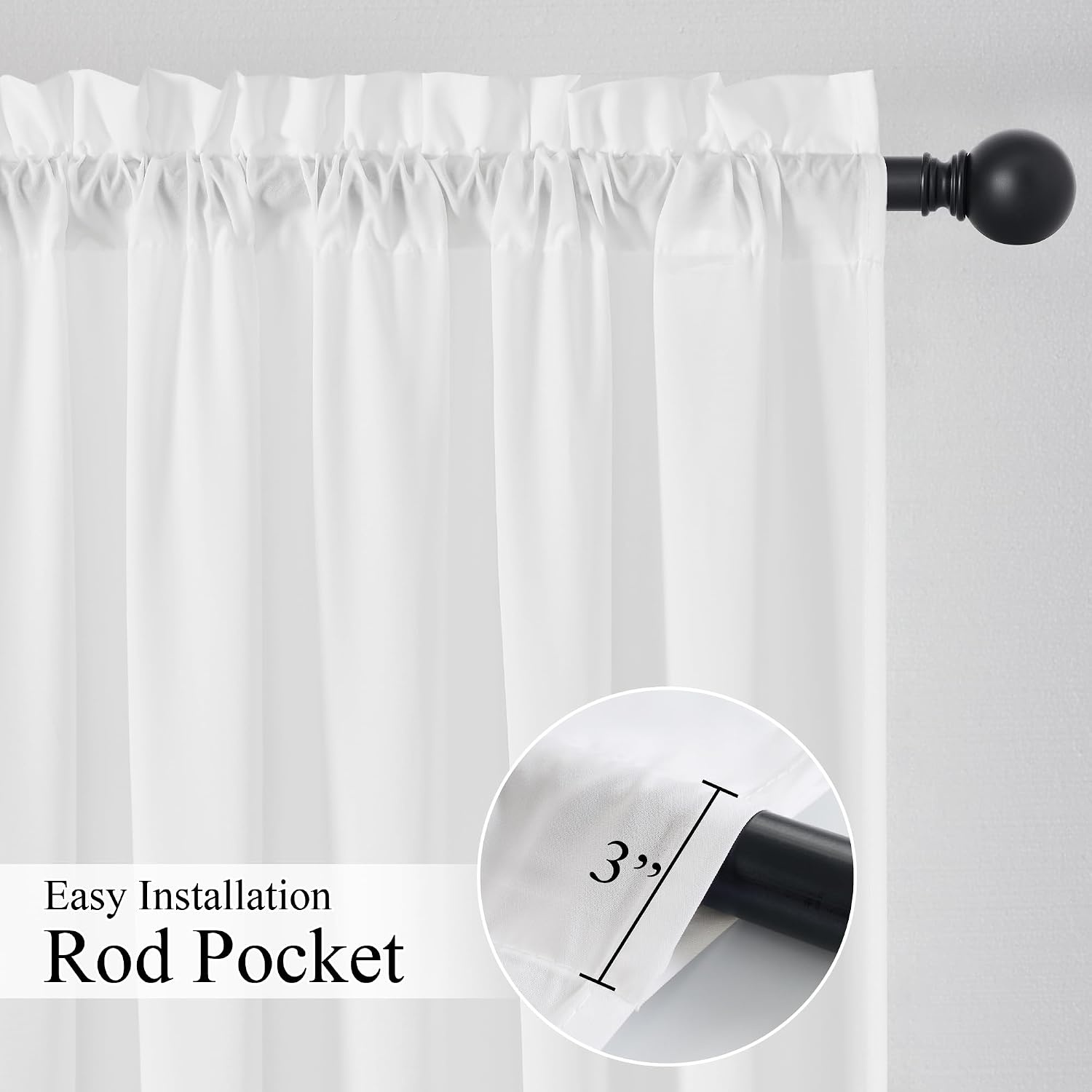 image:imageNICETOWN NonSeeThrough Sheer Curtains 84 Inches Long 2 Panels Semi SheerWhite