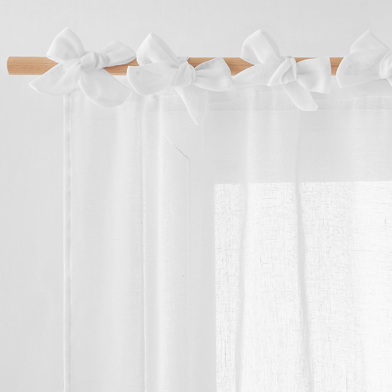 image:imageNICETOWN White Linen Curtains 84 inch Length Tab Top Soft Semi Sheer Flax Window Treatments Privacy with Light Filtering Vertical Drapes for BedroomLiving Room W52 x L84 2 PanelsWhite