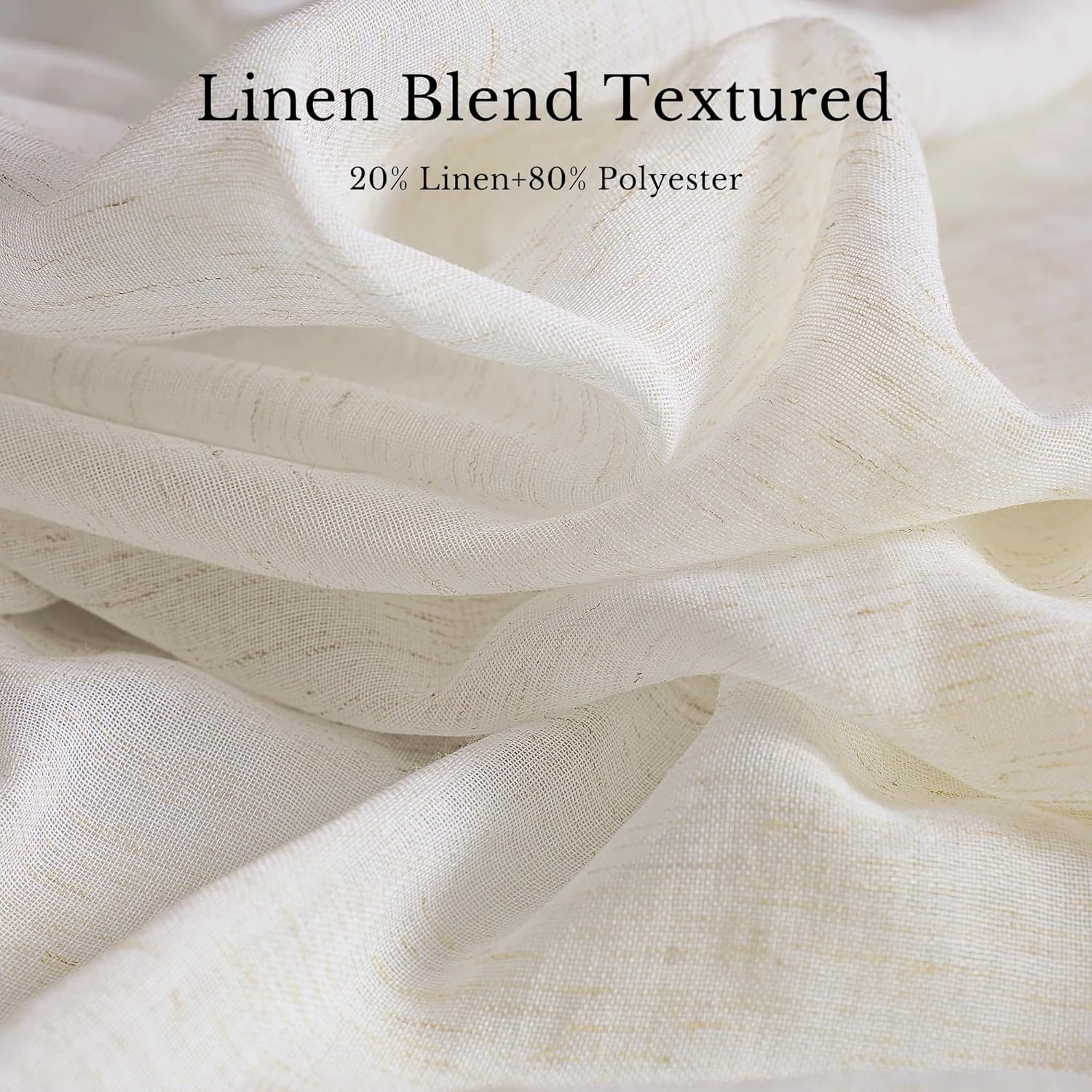 image:imageNICETOWN White Sheer Curtains for Windows 84 Inch Length 52 W 2 PanelsBurlap