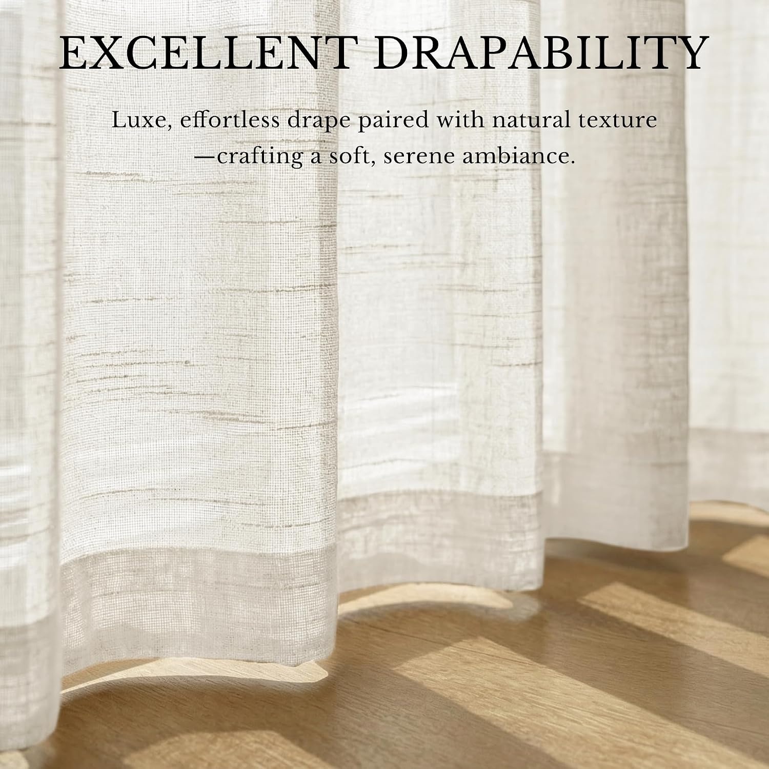 image:imageNICETOWN White Sheer Curtains for Windows 84 Inch Length 52 W 2 PanelsBurlap
