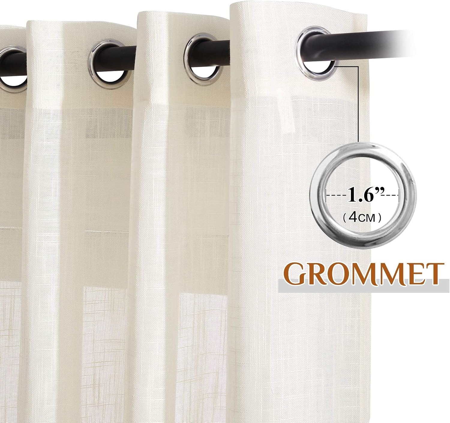 image:imageNICETOWN White Sheer Curtains for Windows 84 Inch Length 52 W 2 PanelsNatural