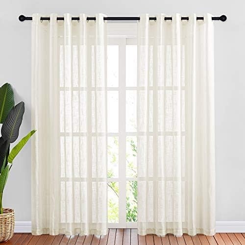 image:imageNICETOWN White Sheer Curtains for Windows 84 Inch Length 52 W 2 PanelsNatural