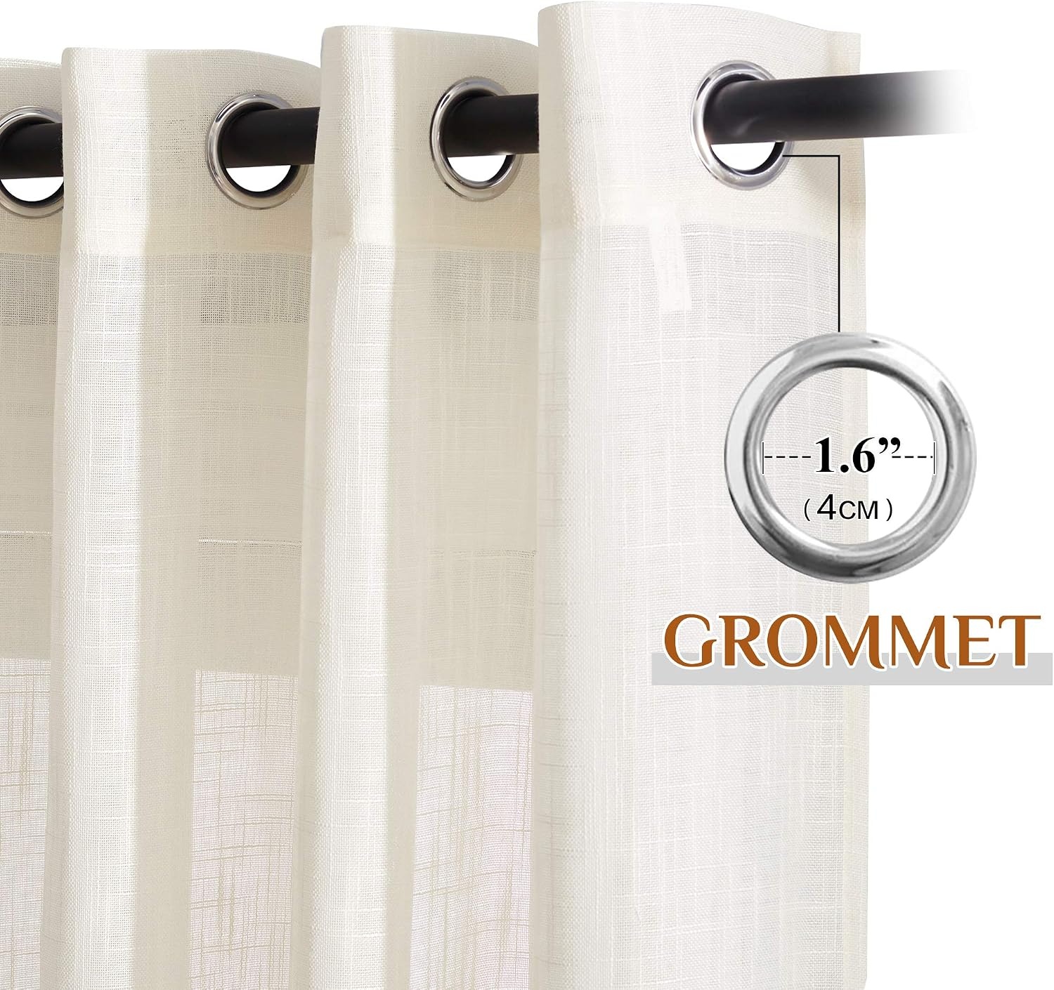 image:imageNICETOWN White Sheer Curtains for Windows 84 Inch Length 52 W 2 PanelsNatural