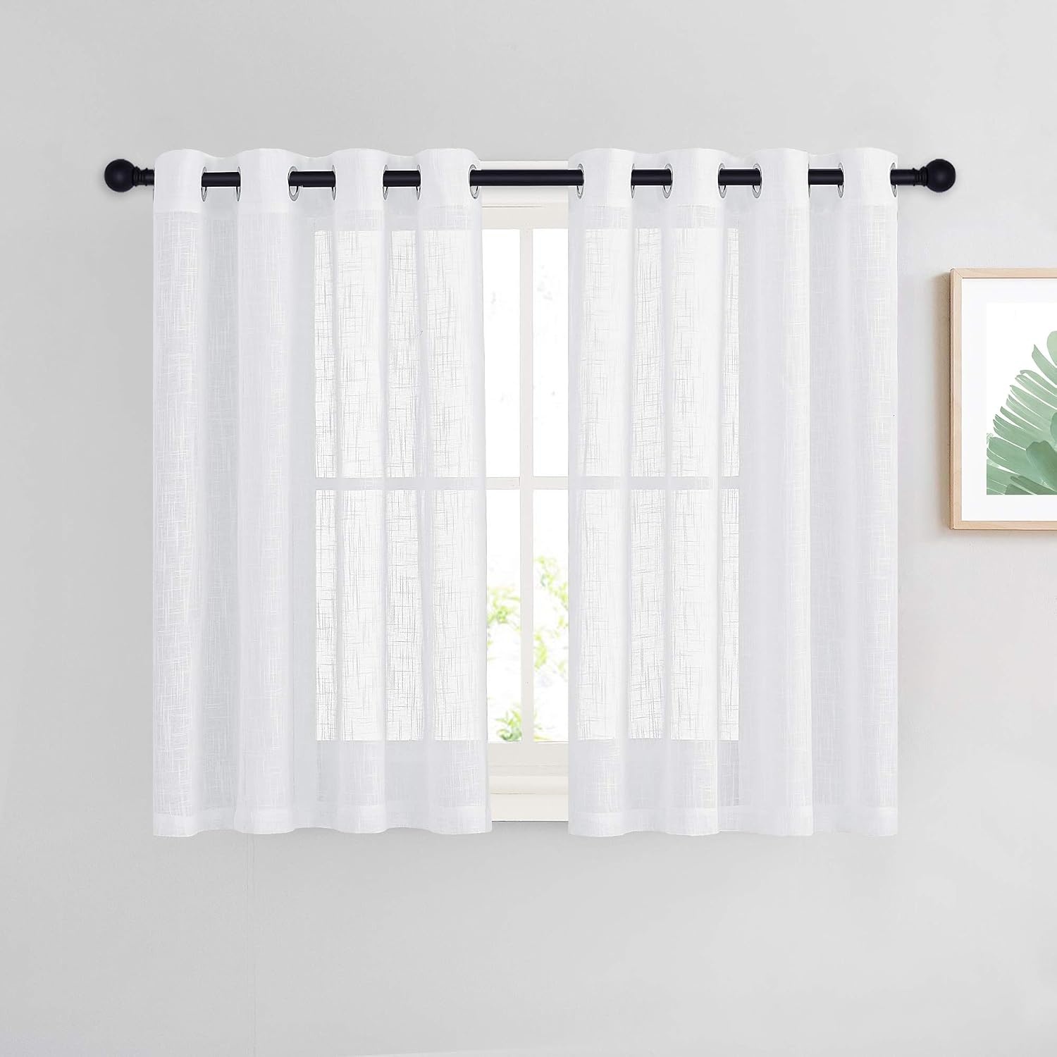 image:imageNICETOWN White Sheer Curtains for Windows 84 Inch Length 52 W 2 PanelsWhite