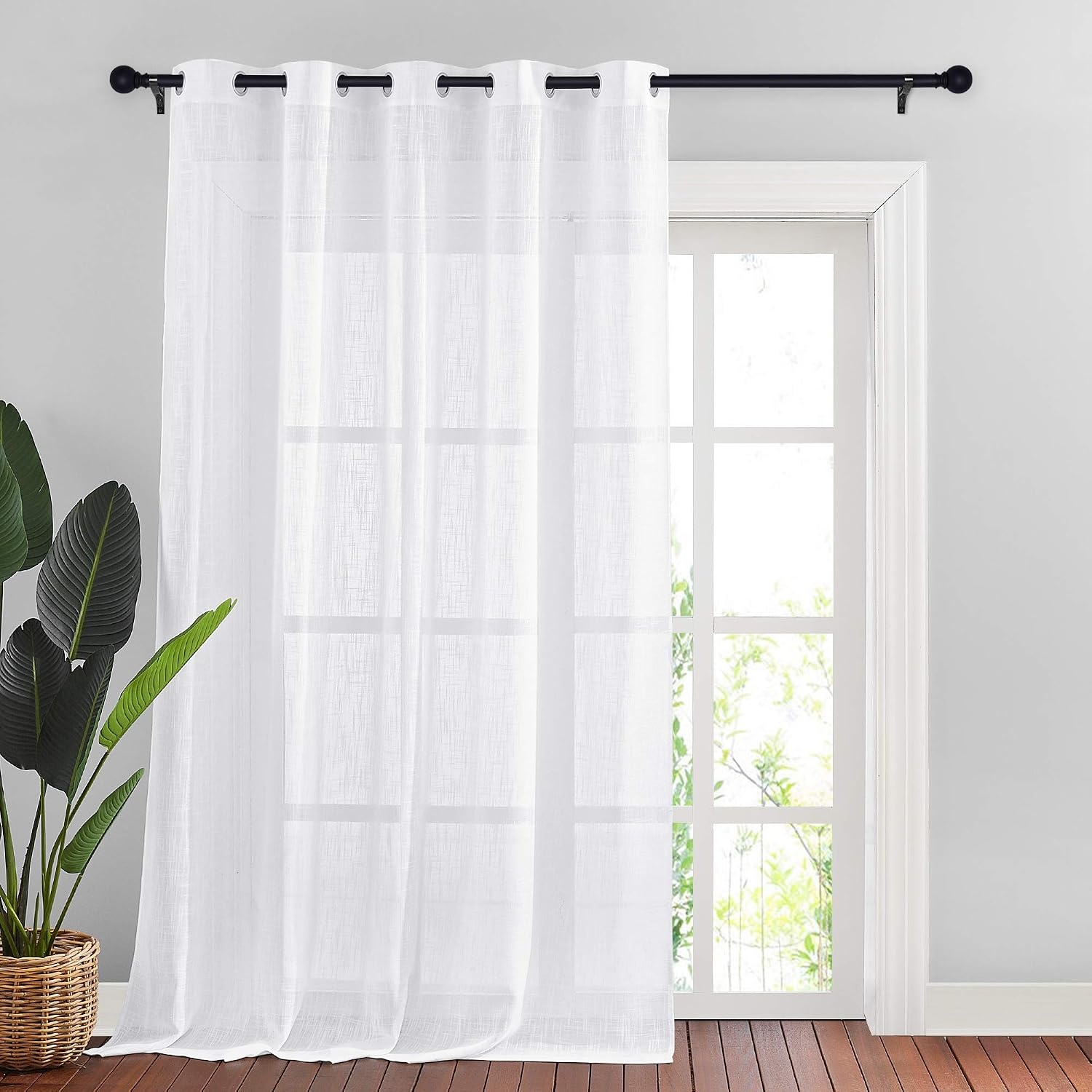 image:imageNICETOWN White Sheer Curtains for Windows 84 Inch Length 52 W 2 PanelsWhite