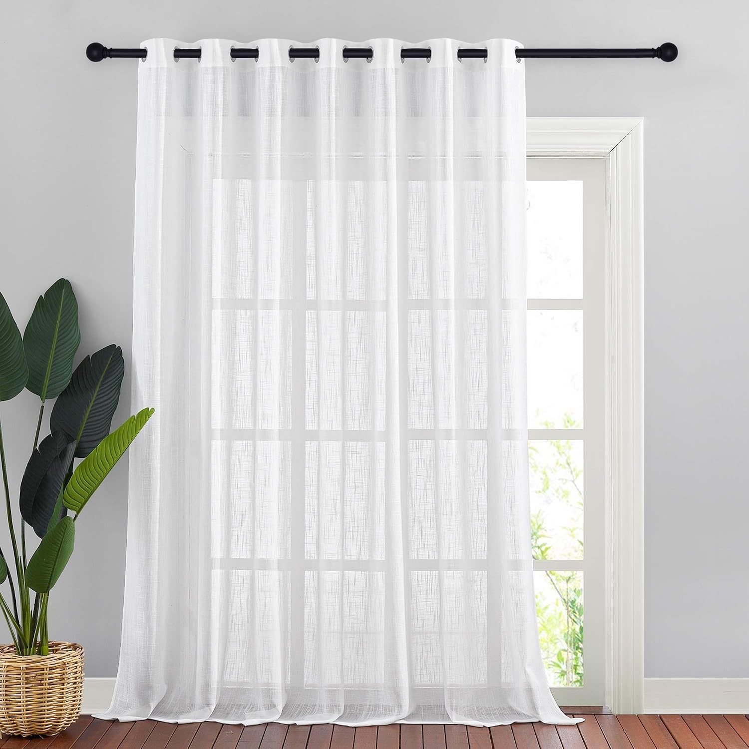 image:imageNICETOWN White Sheer Curtains for Windows 84 Inch Length 52 W 2 PanelsWhite