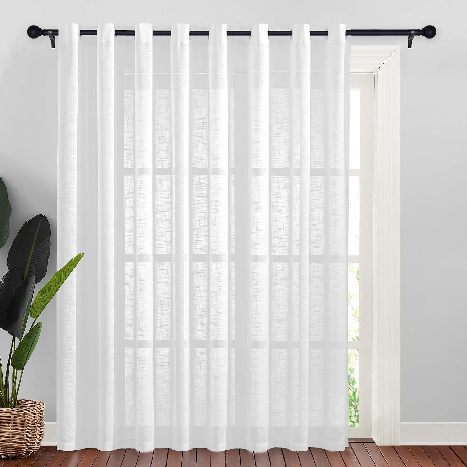 image:imageNICETOWN White Sheer Curtains for Windows 84 Inch Length 52 W 2 PanelsWhite