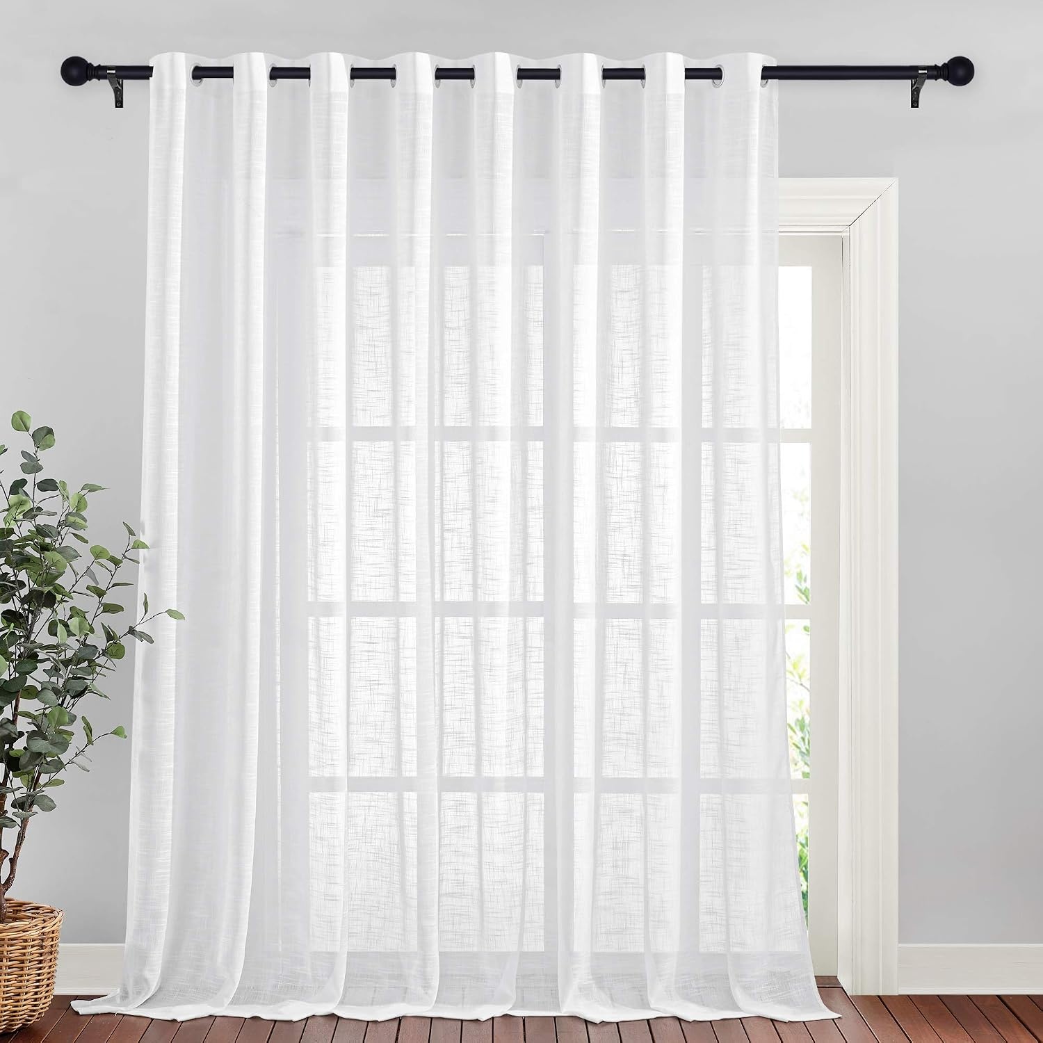 image:imageNICETOWN White Sheer Curtains for Windows 84 Inch Length 52 W 2 PanelsWhite