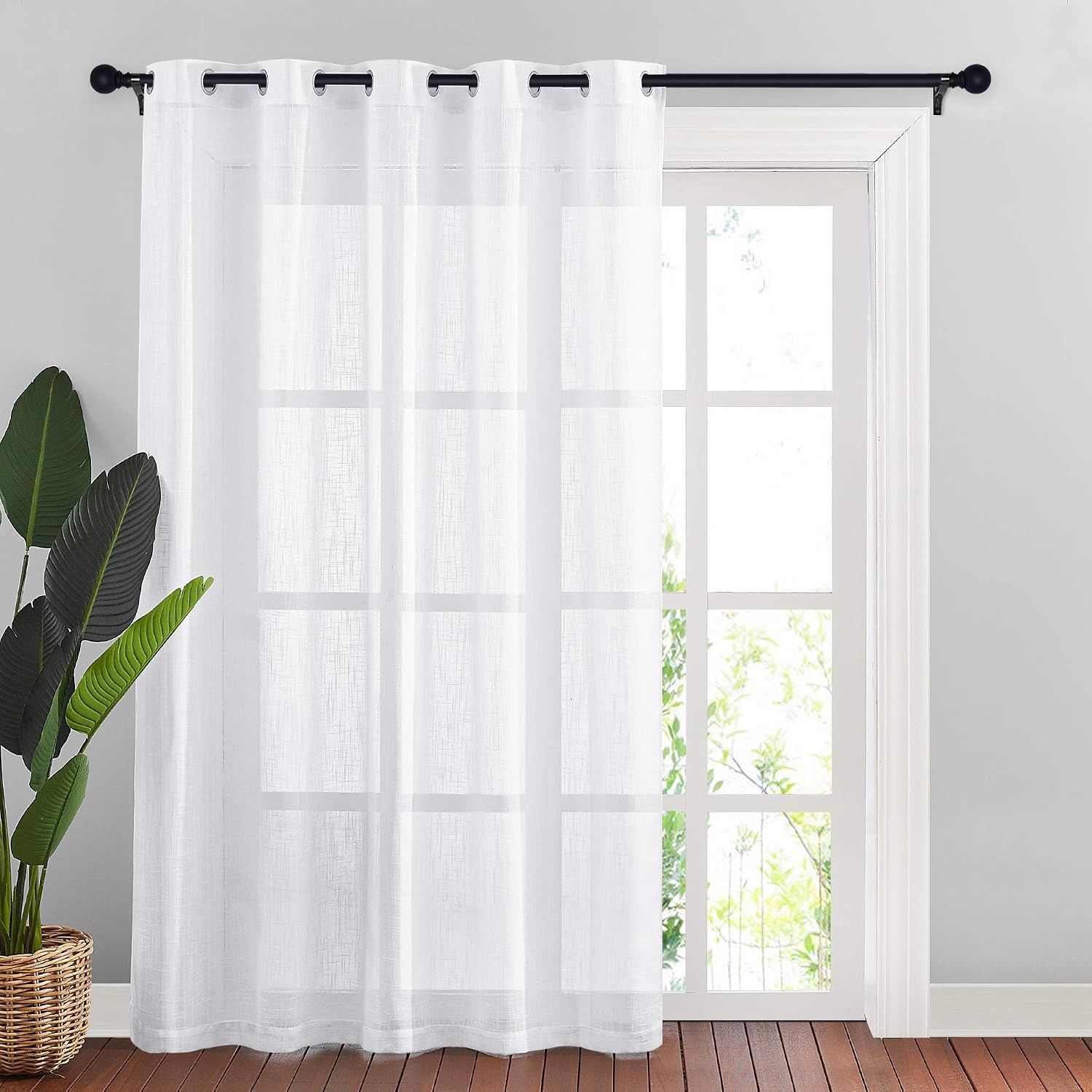 image:imageNICETOWN White Sheer Curtains for Windows 84 Inch Length 52 W 2 PanelsWhite