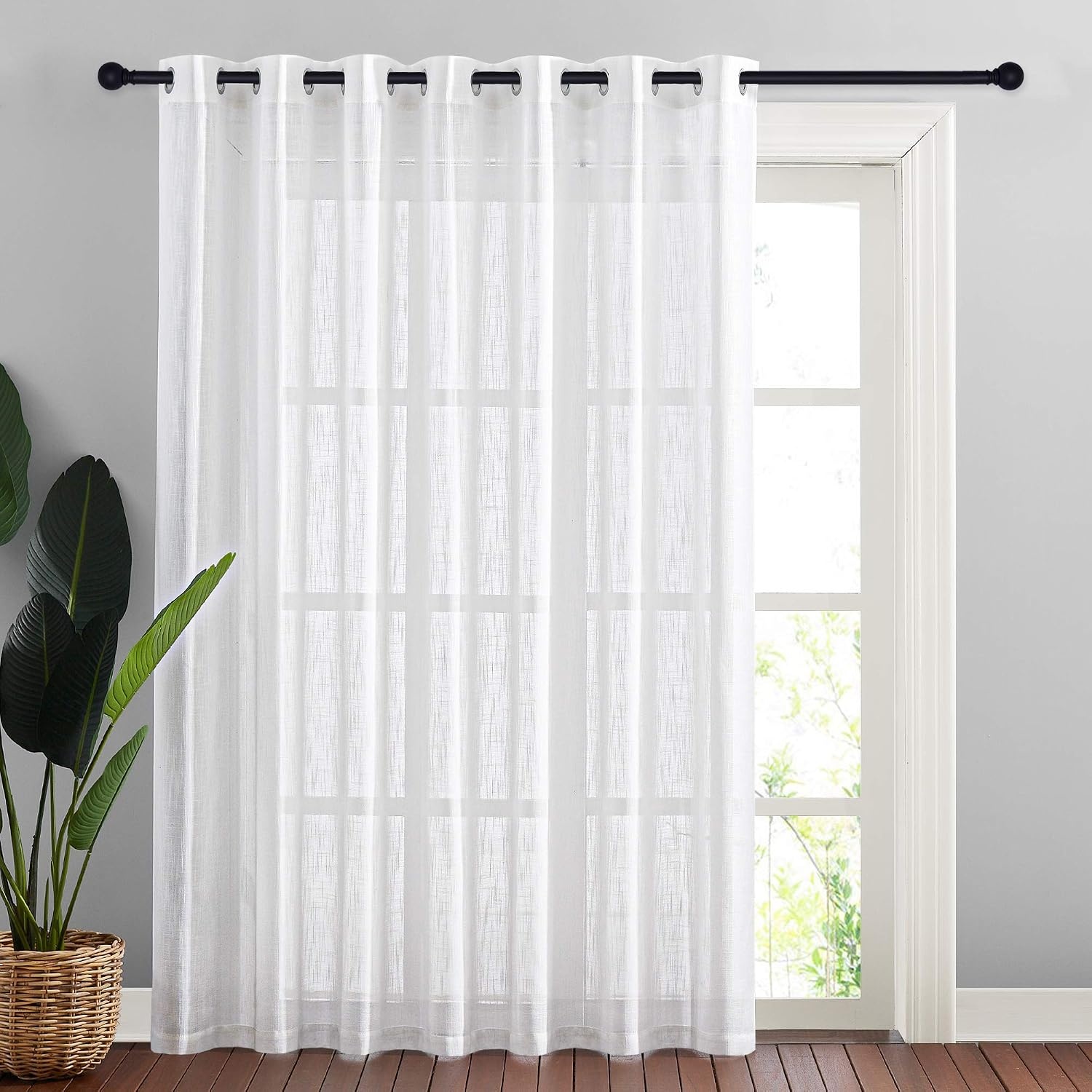 image:imageNICETOWN White Sheer Curtains for Windows 84 Inch Length 52 W 2 PanelsWhite