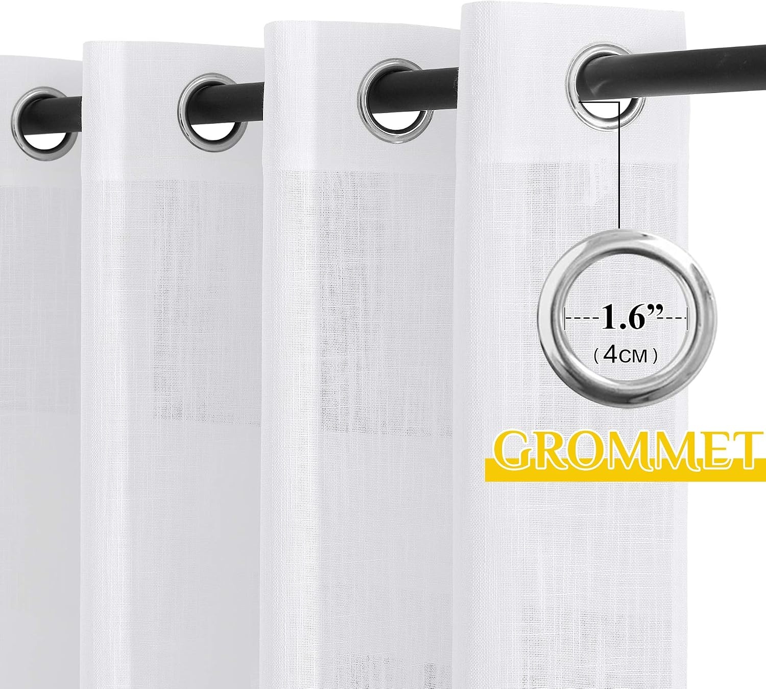 image:imageNICETOWN White Sheer Curtains for Windows 84 Inch Length 52 W 2 PanelsWhite