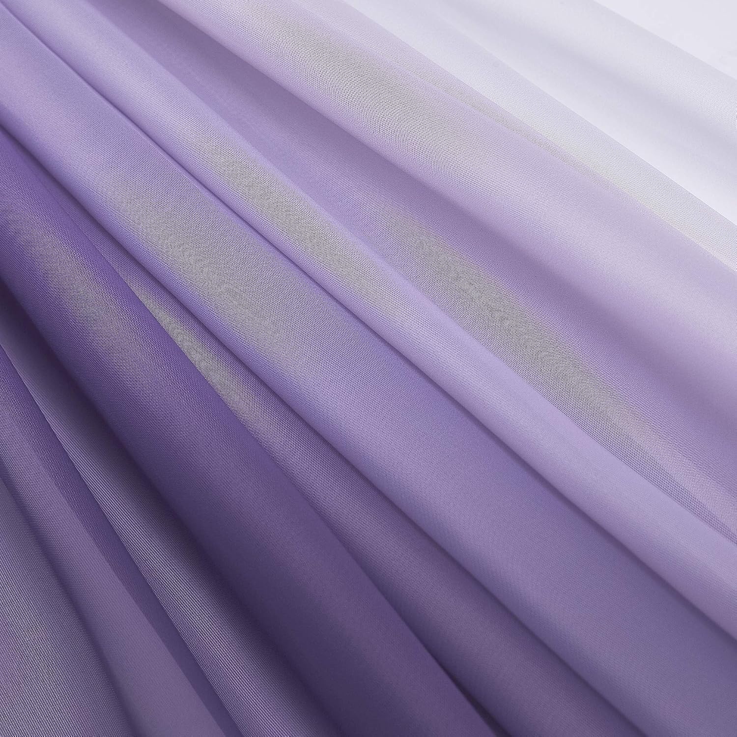 image:imageNICETOWN White Sheer Window Scarf 216 inch Extra Long 2 Panels Soft Voile Textured Bed Canopy Scarf Curtains for Event DesignsHome Decor 60 inches WideOmbre Medium Purple