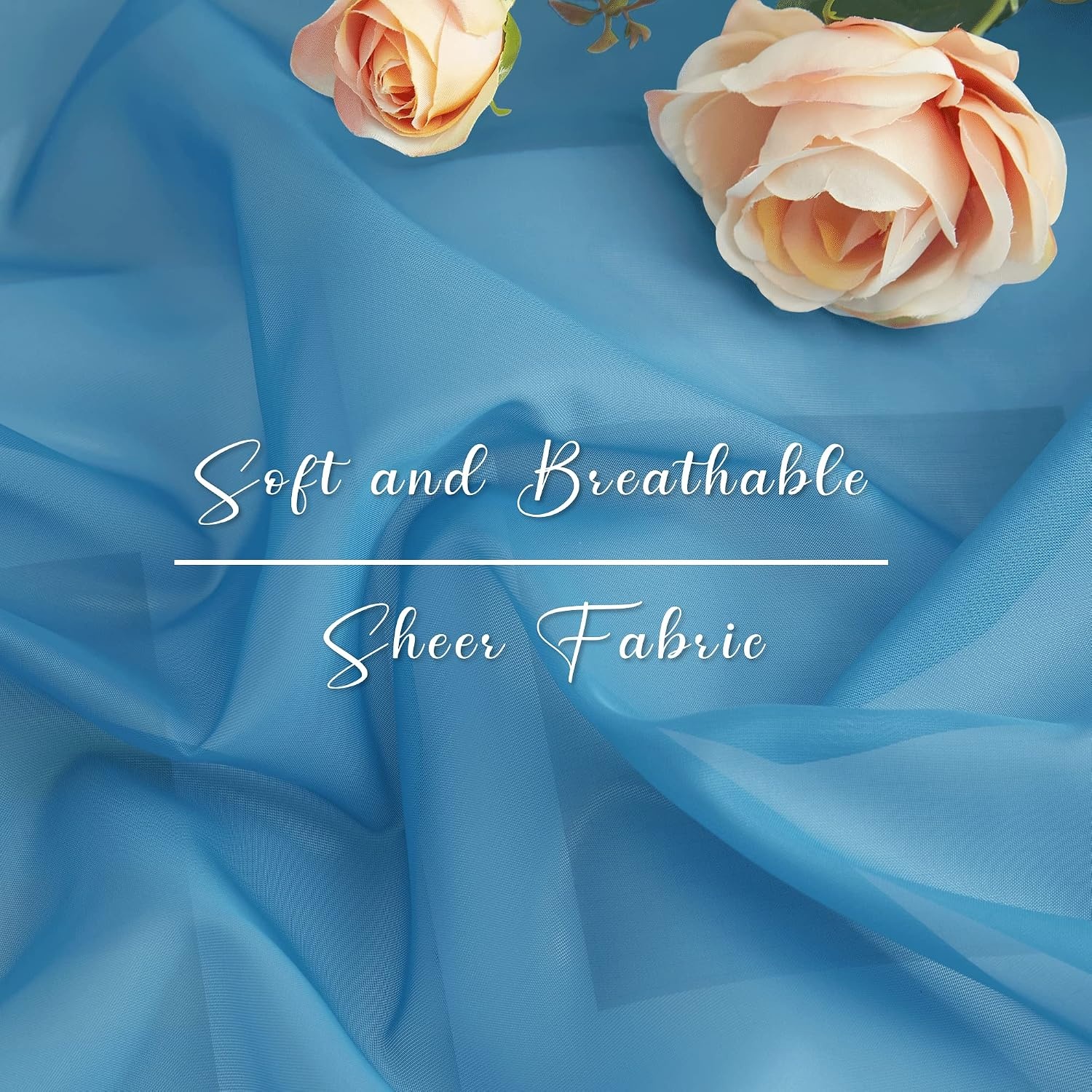 image:imageNICETOWN White Sheer Window Scarf 216 inch Extra Long 2 Panels Soft Voile Textured Bed Canopy Scarf Curtains for Event DesignsHome Decor 60 inches WideTurquoise